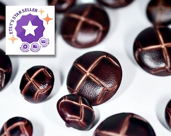 Set of Brown Nylon Synthetic Imitation Leather Jacket Shank Buttons S0022-C19 (Large ø24mm/Small ø15mm) 5 Combinations Available