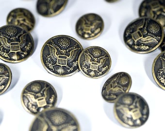 Set of Die Cast Metal Blazer Buttons A109 Eagle (Bronze Colour) Set (in 3L/7S or 4L/8S) ø20mm, ø15mm