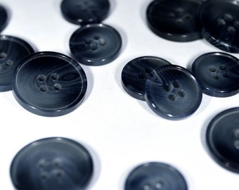 Set of Synthetic/Nylon Blazer Buttons 5 Large & 10 Small - HB37073 - Blue Tint (Large ø20.0mm, Small ø15.0mm)