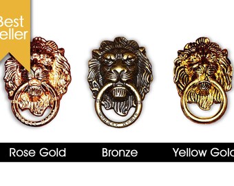 Fun 3 Colours of Die Cast Metal Alloy Lion Head Knocker Mobiles Ring Holder (Available in Rose Gold, Yellow Gold & Bronze)