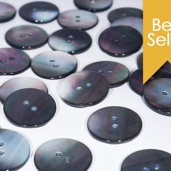 High Grade (Black Lip) Mother of Pearl Shirt/Blouse Buttons (15 Pcs) ø11.0mm 2 Holes