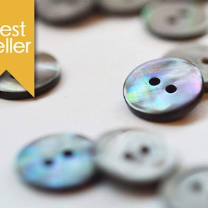 High Grade Grey (River) Mother of Pearl Shirt Buttons (15 Pieces) 2 Holes ø11.0mm or ø12.0mm