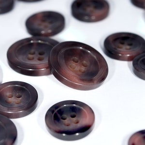 Set of Synthetic/Nylon Blazer Buttons 5 Large & 10 Small - HB37554 - Burgundy (Large ø20.0mm, Small ø15.0mm)