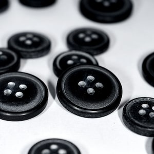 Set of Synthetic/Nylon Blazer Buttons 5 Large & 10 Small - HB37107 - Black (Large ø20.0mm, Small ø15.0mm)