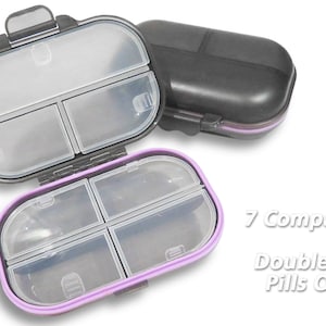 Compacte pillenorganizer (een reisgenoot) - Luchtdicht, dubbel afsluitbaar Pillendoosje met 7 compartimenten houdt pillen fris en droog