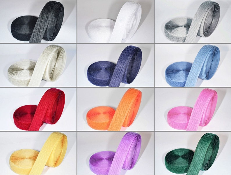 absolute-magic.com - 20mm Wide Sewn-On Hook & Loop Tapes (1 Metre+ min) Non-Adhesive Backing (in 6 other Colours) FREE SHIPPING