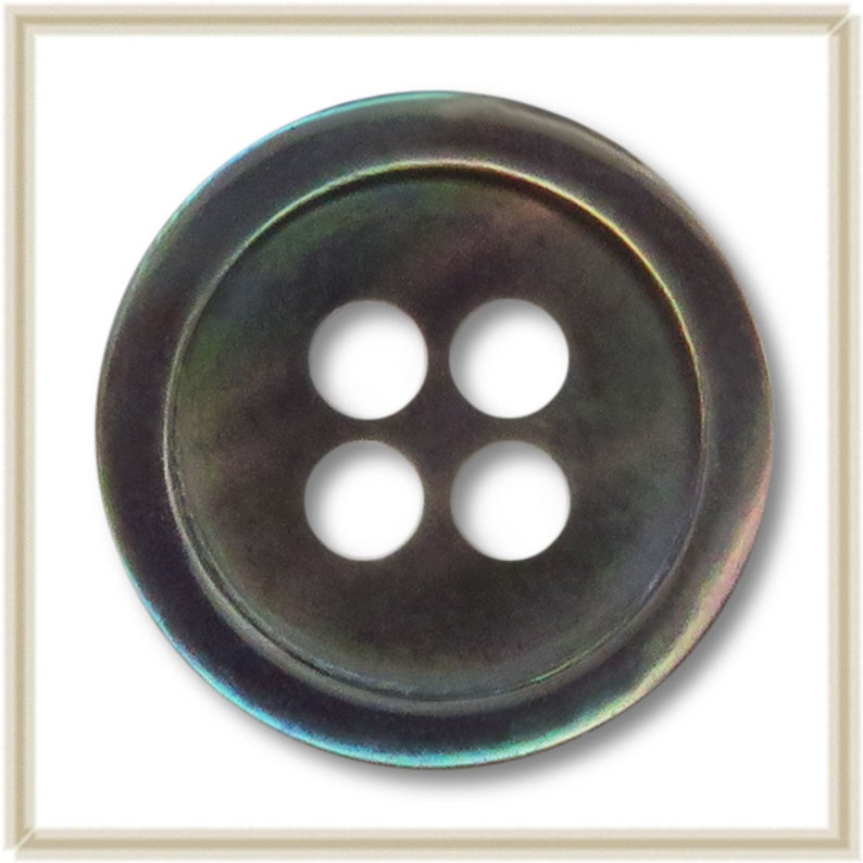absolute-magic.com - High Grade Grey (River) Mother of Pearl Shirt Buttons (15 Pieces) 4 Holes ø12mm