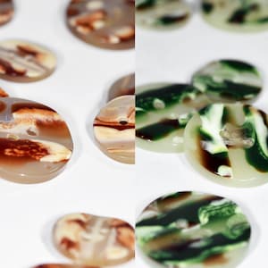 Set of Synthetic/Nylon Military Camouflage Jacket Buttons 5L/10S - Available in Brown or Green  (Large ø20.0mm, Small ø15.0mm)