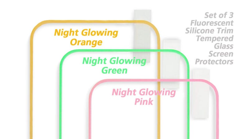 TRIPLE-PACK 3 Colours Night Glowing Fluorescent Rim 9H+ Tempered Glass ...