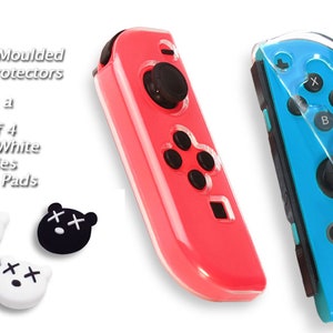 Switch Value Pack - Pair of N-Switch Clear TPU Controllers Covers + Choice of 6 Cartoon Characters Set Joy Stick Silicone Thumb Pads