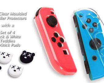 Switch バリュー パック - N-Switch クリア TPU コントローラー カバー 1 組 + 6 つのアニメ キャラクター セット ジョイ スティック シリコン サム パッド