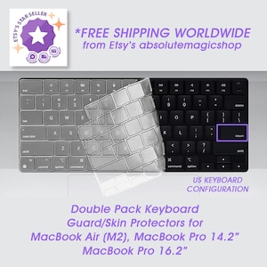 VALORPaquete DOBLE MacBook Air 13.6" M2 (2022) o MacBook Pro 14"/16" M2/M3 Protector de cubierta de teclado (teclado de EE. UU.)