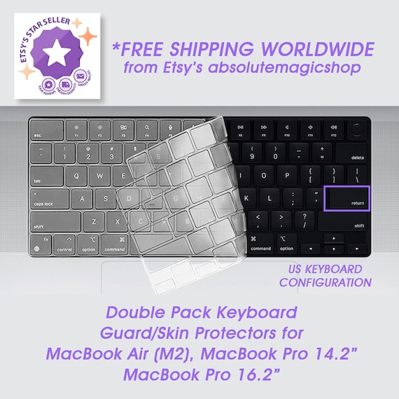 VALUE DOUBLE-Pack MacBook Air 13.6" M2 (2022) or MacBook Pro 14"/16" M2 & M3 Keyboard Cover Guard/Skin Protector (US Keyboard Only)