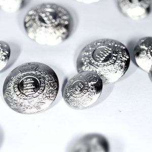 Set of Die Cast Metal Blazer Buttons EE15028 (Silver Colour) Set (in 3L/7S or 4L/8S) ø20mm, ø15mm