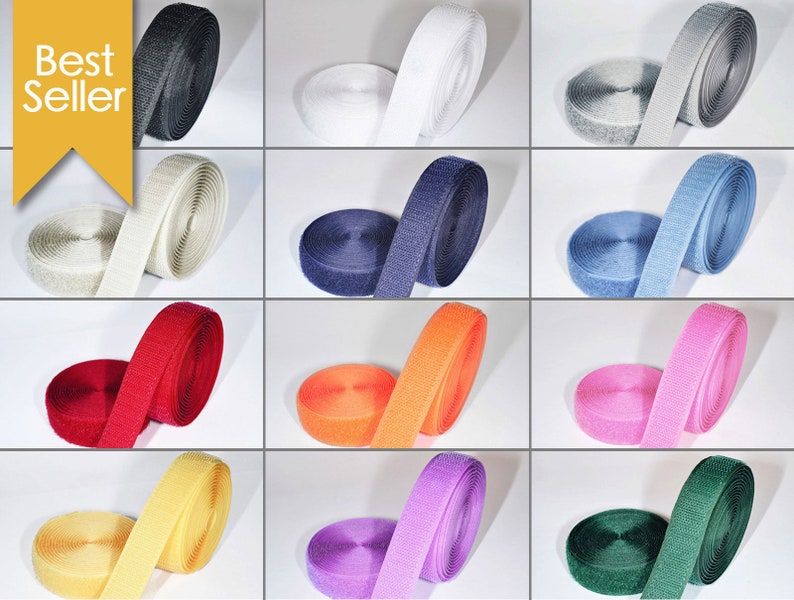 absolute-magic.com - 20mm Wide Sewn-On Hook & Loop Tapes (1 Metre+ min) Non-Adhesive Backing (in 6 other Colours) FREE SHIPPING