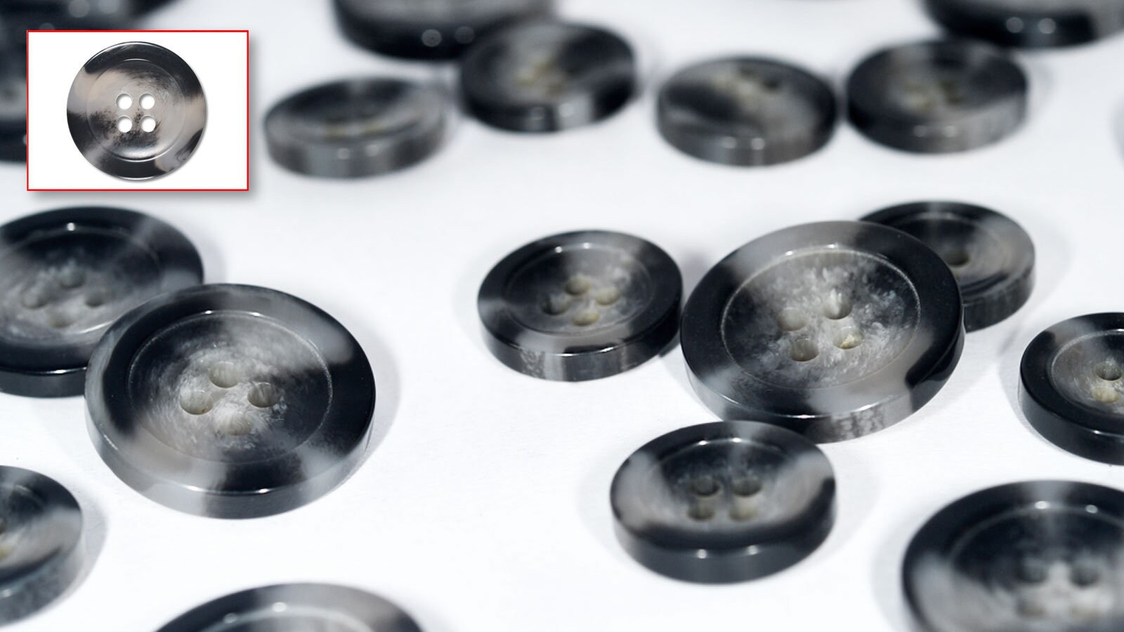 Set of Synthetic/Nylon Blazer Buttons 5 Large & 10 Small - HB37626 - Grey Tint (Large ø20.0mm, Small ø15.0mm)
