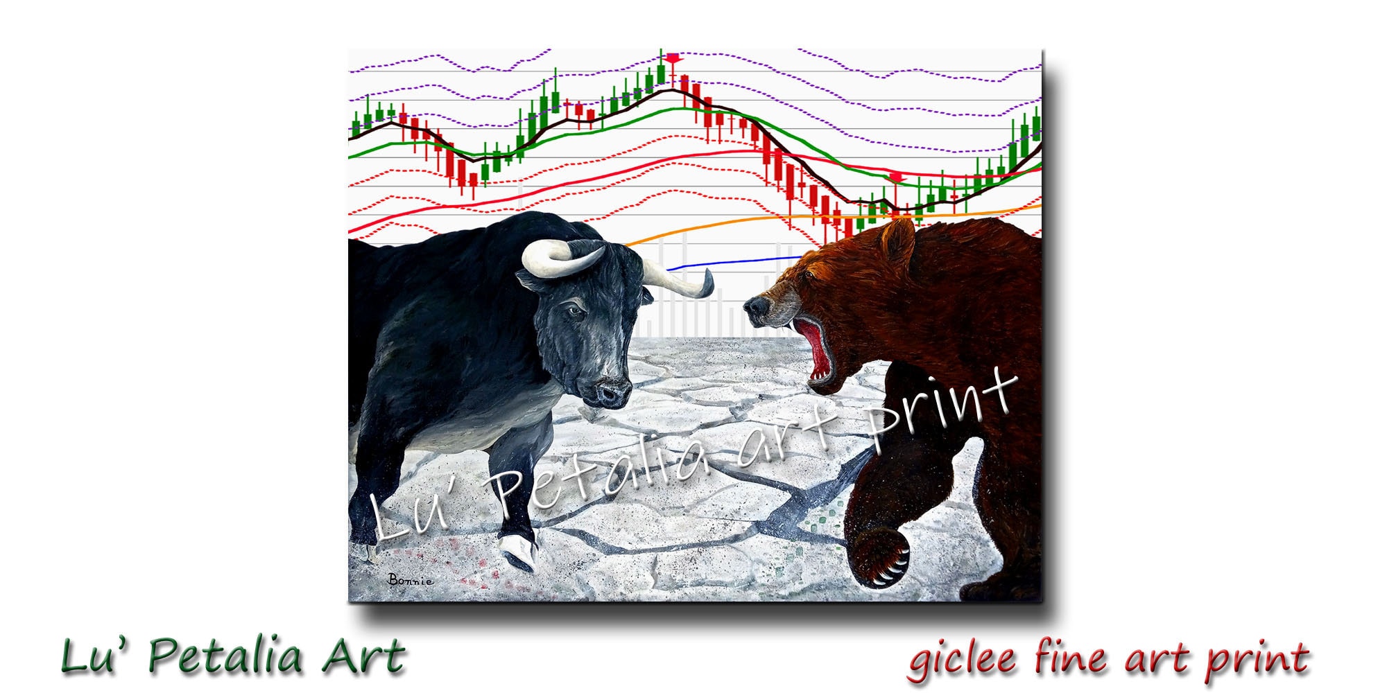 bull & bear digital prints, stock market art, wall... Bull Vs Bear Stock Market Art Print: War of Wall Street Giclee - Etsy