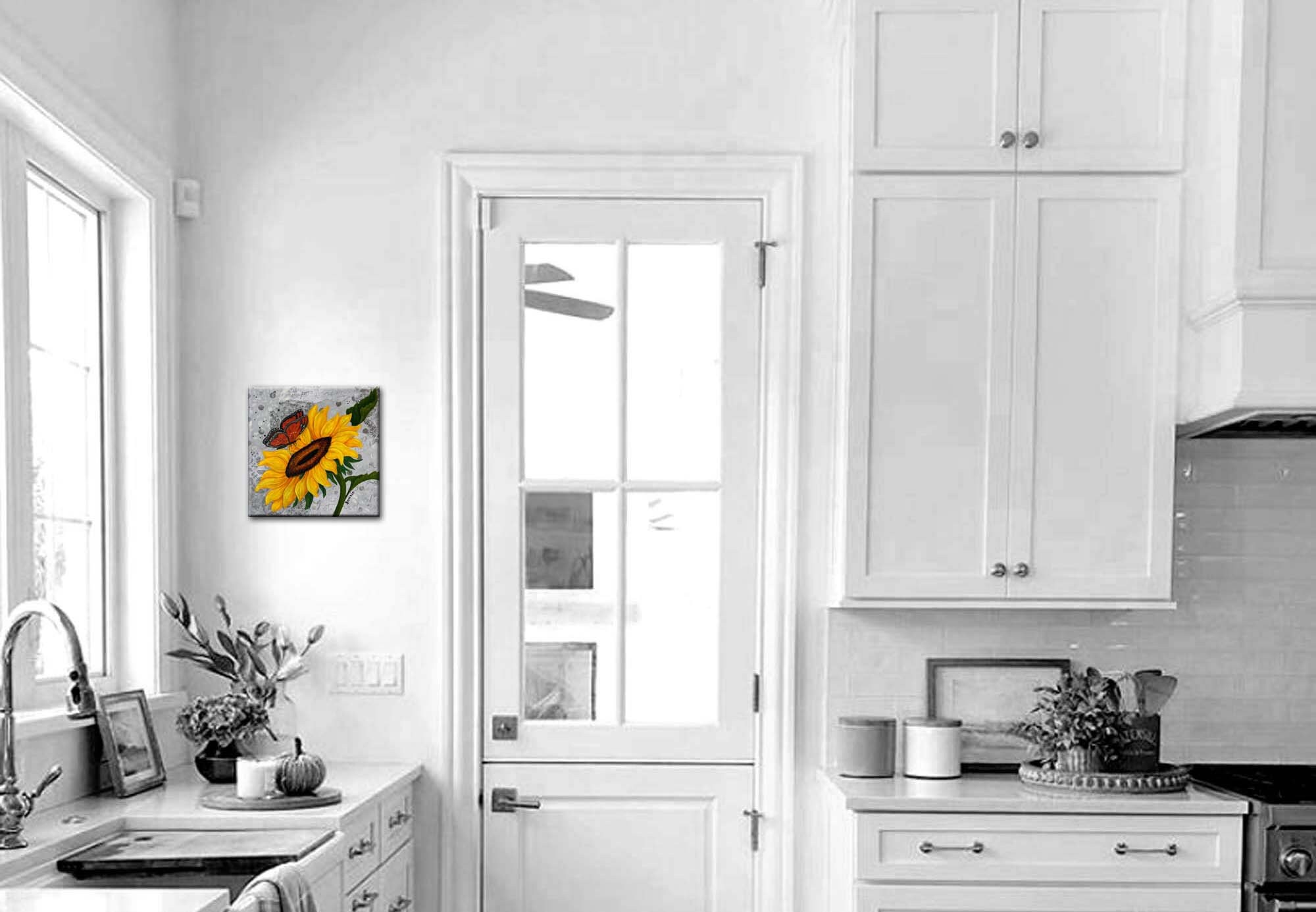 Sunflower Butterfly Mixed Media Art Butterfly With Sunflower Etsy