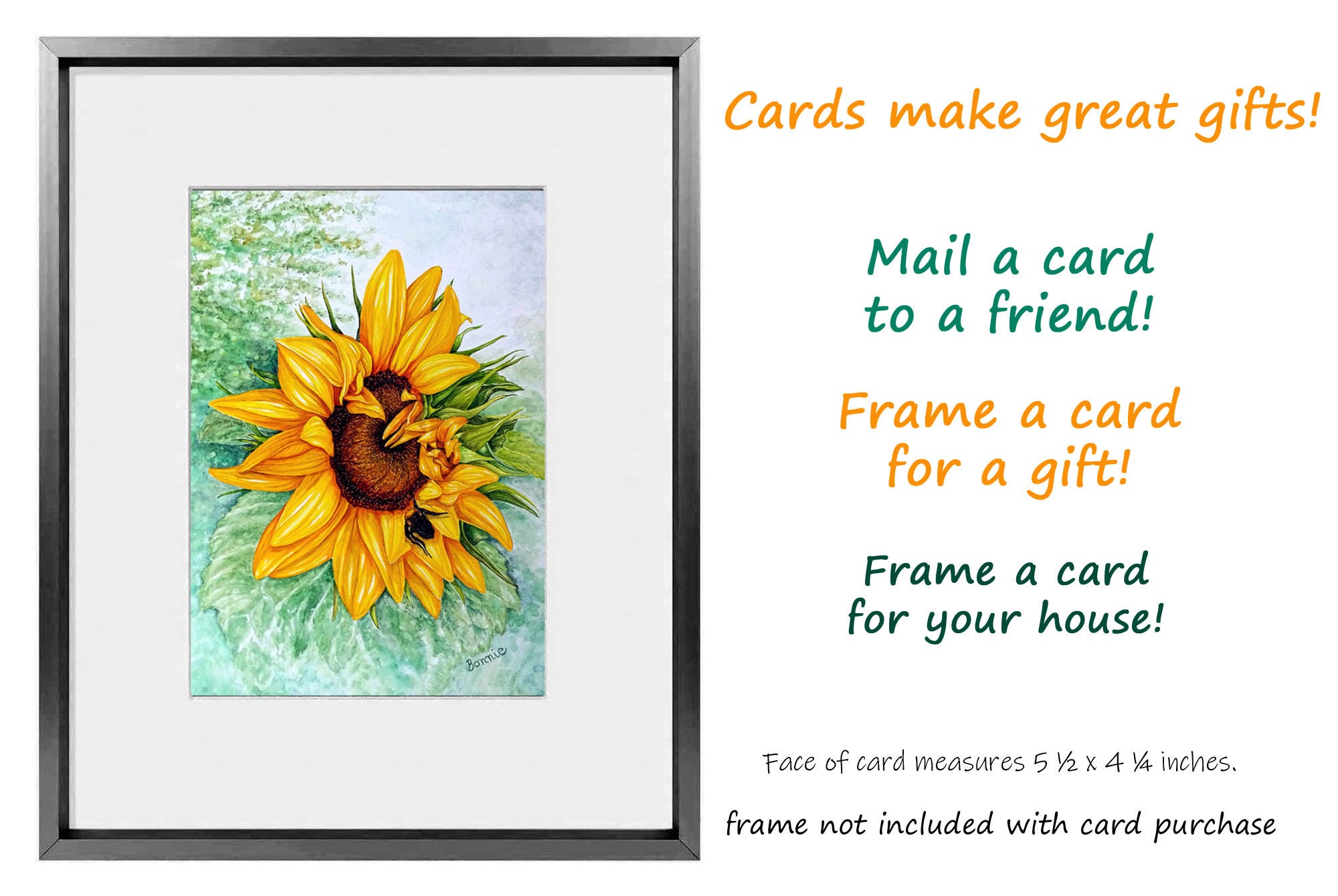 Sunflower Watercolor 3 Note Cards: Blank Floral Card Set With Envelopes ...