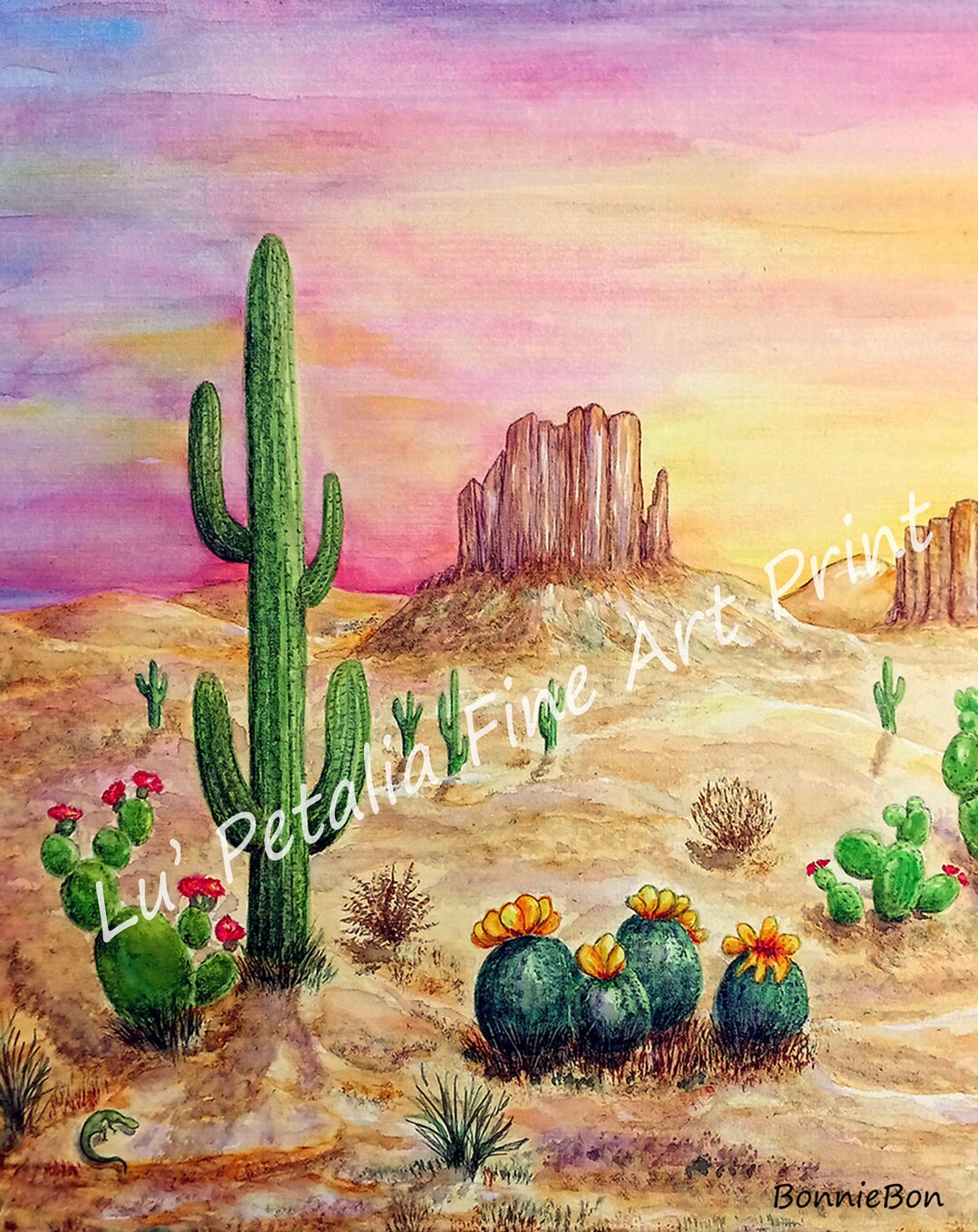 Desertscape Giclee Fine Art Print of Original Watercolor, Southwest