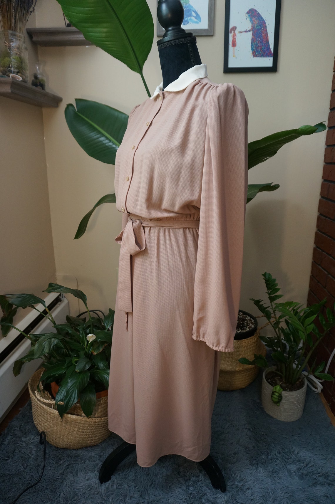 Sheer Dusty Rose Vintage Dress, foto 3 di 5
