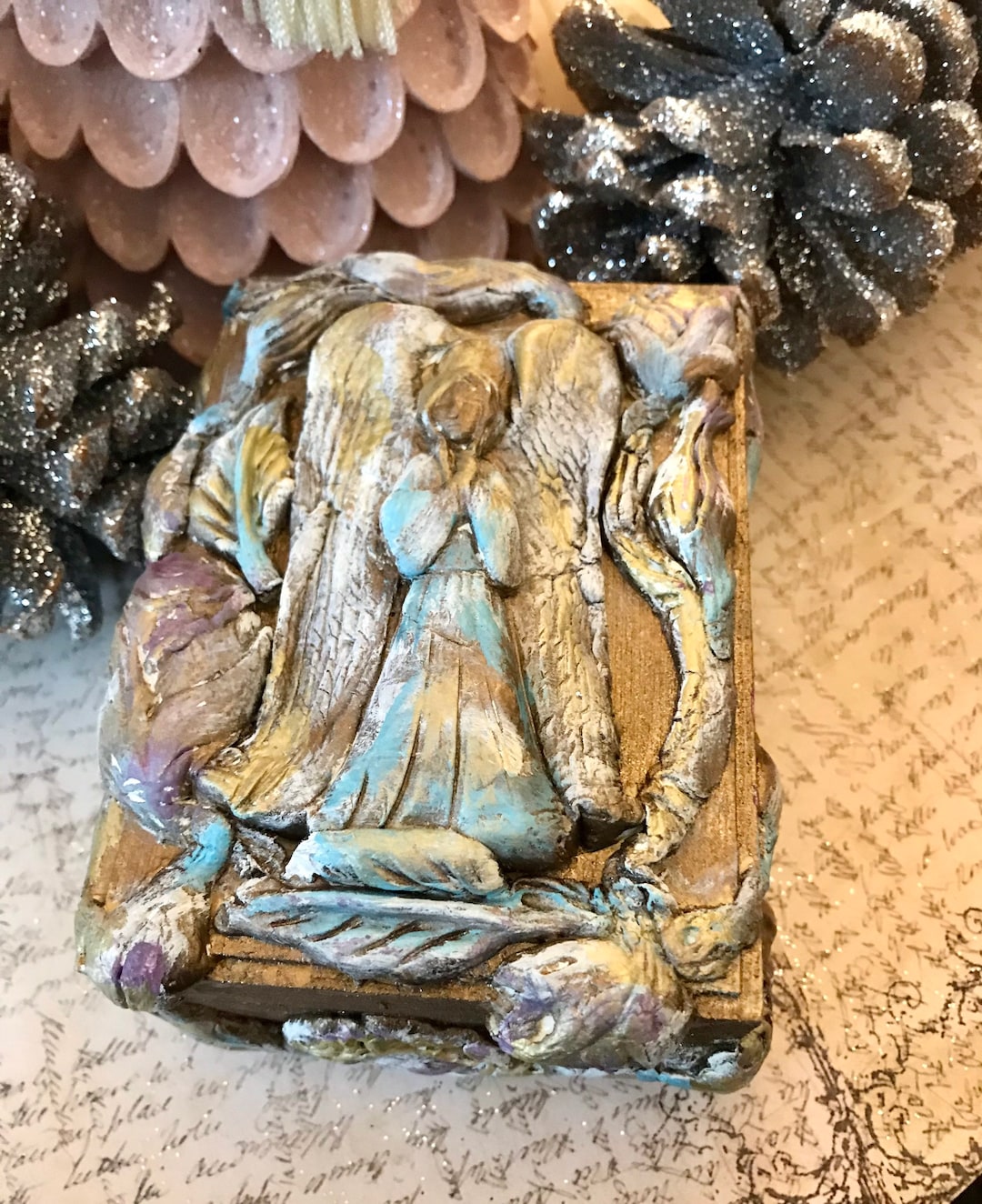 Handmade Praying Angel Jewelry Box: Shabby Chic Roses Keepsake - Etsy