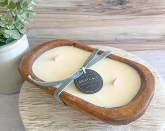 Rustic Dough Bowl Candle: All Natural Soy, 3-Wick Farmhouse Candle