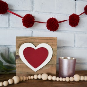 Valentine&#39;s Day Decor-Small Wood Rustic Heart Sign-Heart Decor-Farmhouse Heart Decor