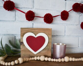 Valentine's Day Decor-Small Wood Rustic Heart Sign-Heart Decor-Farmhouse Heart Decor