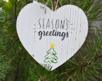 Rustic Farmhouse  Heart Ornament-Shabby Chic Christmas-Rustic Christmas Ornament