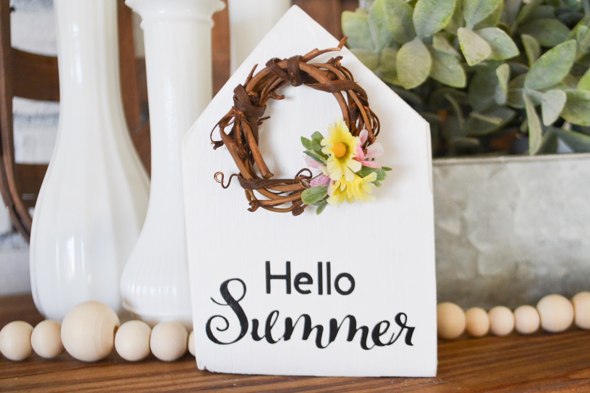 Hello Summer House Shaped DecorMini Sign DecorTiered Tray Etsy