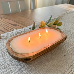 Rustic Dough Bowl Candle: All Natural Soy, 3-Wick Farmhouse Candle