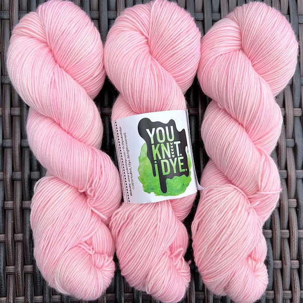 Hand dyed sock yarn light pink BIODEGRADABLE nylon merino, tonal, Ready to ship