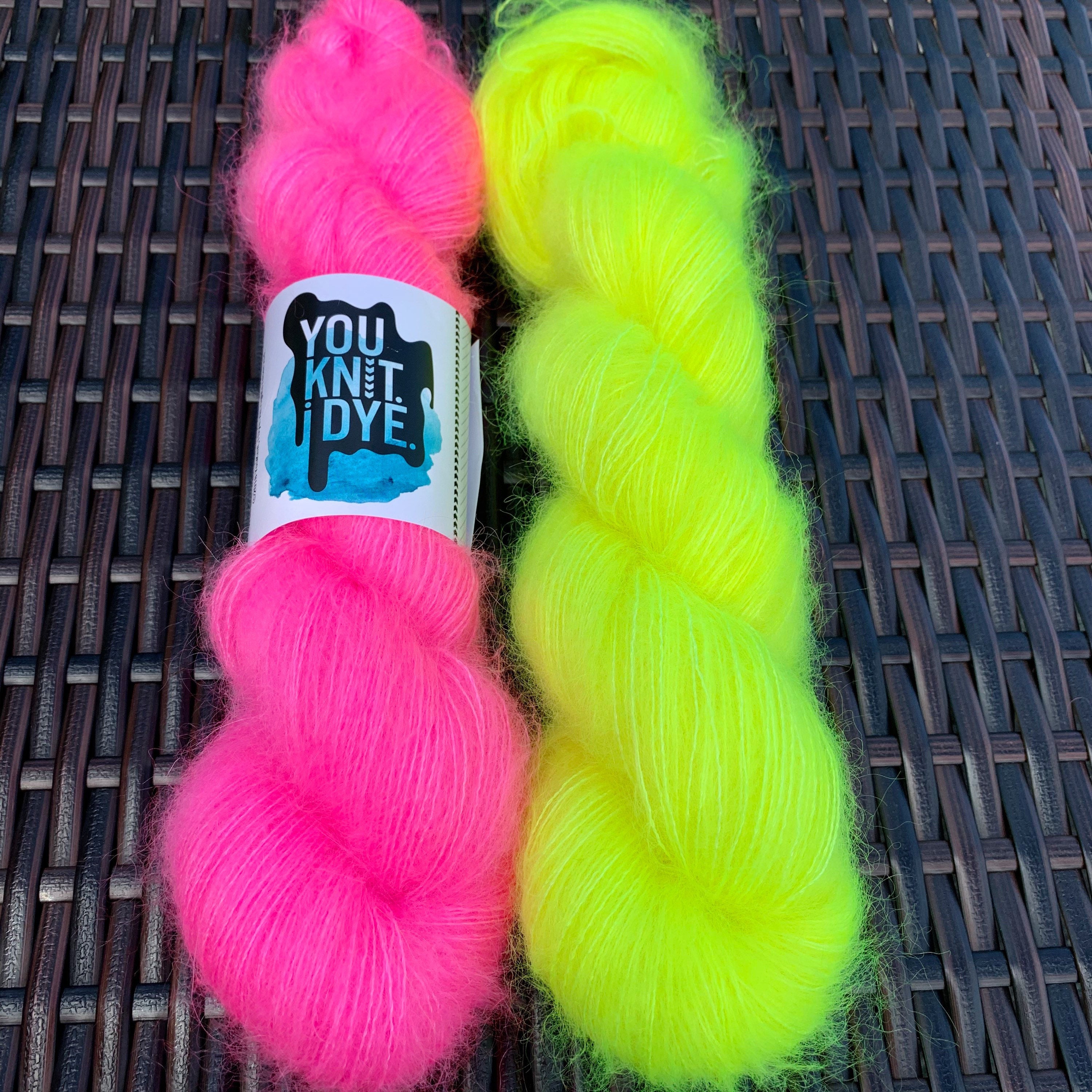 Hand Dyed Neon Kid Mohair Silk Lace Yarn Neon Yellow Lemon Etsy