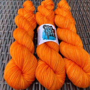 Hand dyed yarn bulky chunky superwash merino, golden orange tonal, Ready to  ship