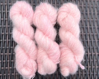Hand dyed kid mohair CHUNKY DK yarn, light pink, tonal.