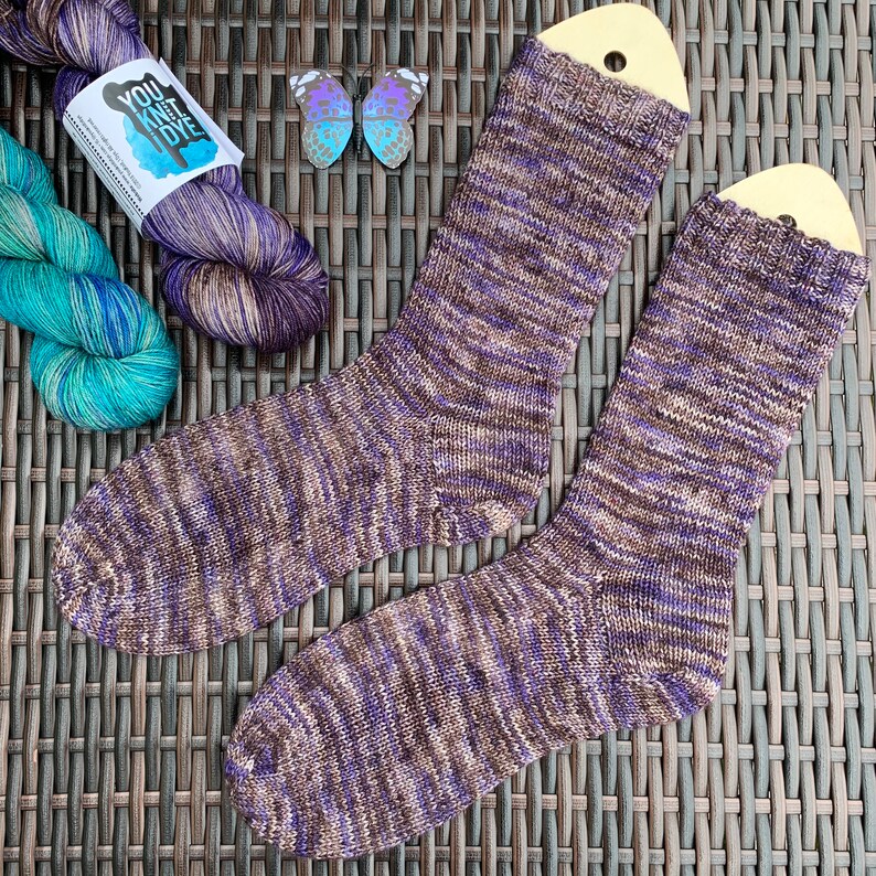 Blanket of stars Hand dyed merino yak sock yarn Ready to Ship purple brown speckled