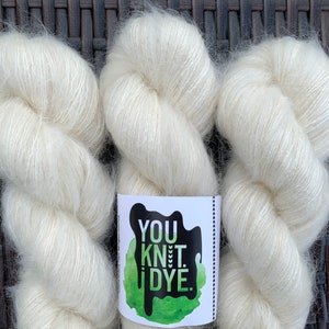 Kid mohair silk lace yarn, off white, tonal, Ready to ship