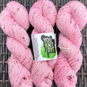 Hand dyed sock yarn pink tweed merino, tonal, Ready to ship