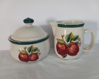 Vintage 1990 Casuals Sugar Dish and Creamer Set by China Pearl