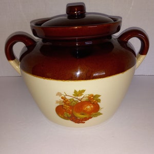 Vintage McCoy Stoneware Bean Crock #342: Two-Tone Brown Pottery with Lid