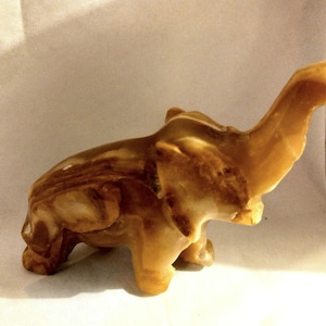 Vintage Marble Elephant figurine. Hand Carved Alabaster Paperweight.  Collectible.   Made in Mexico