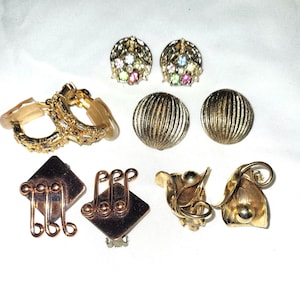 5 Pair Vintage Clip-on Earrings