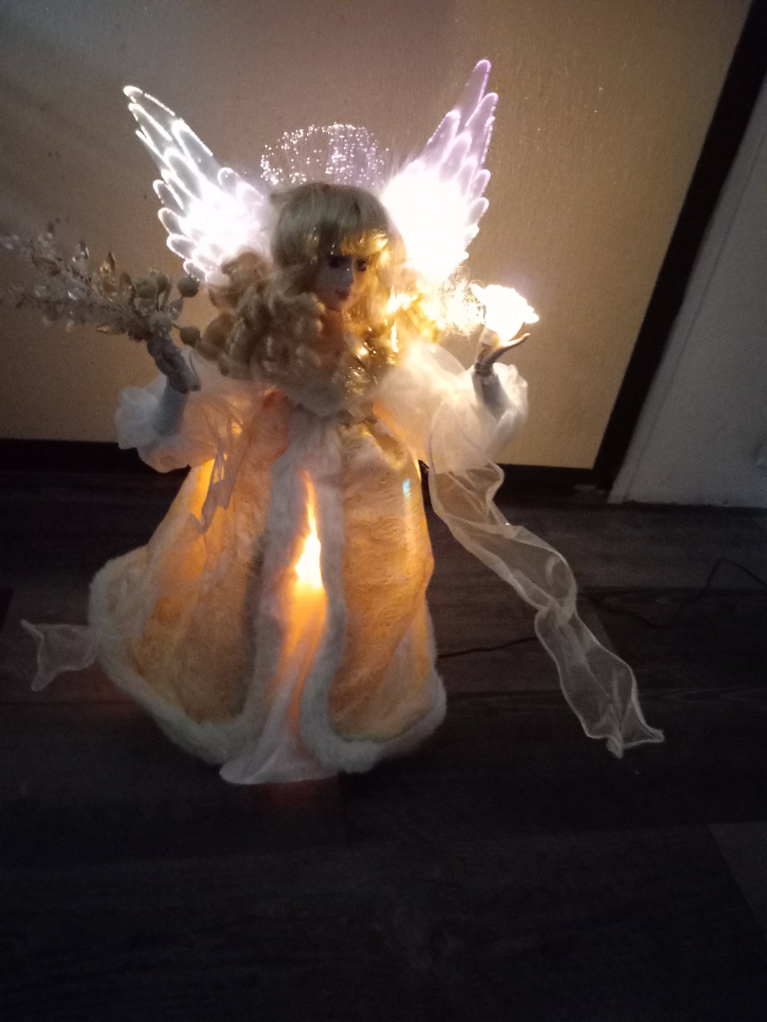 Beautiful Vintage Fiber Optic Angel With Moving Wings and Arms Etsy
