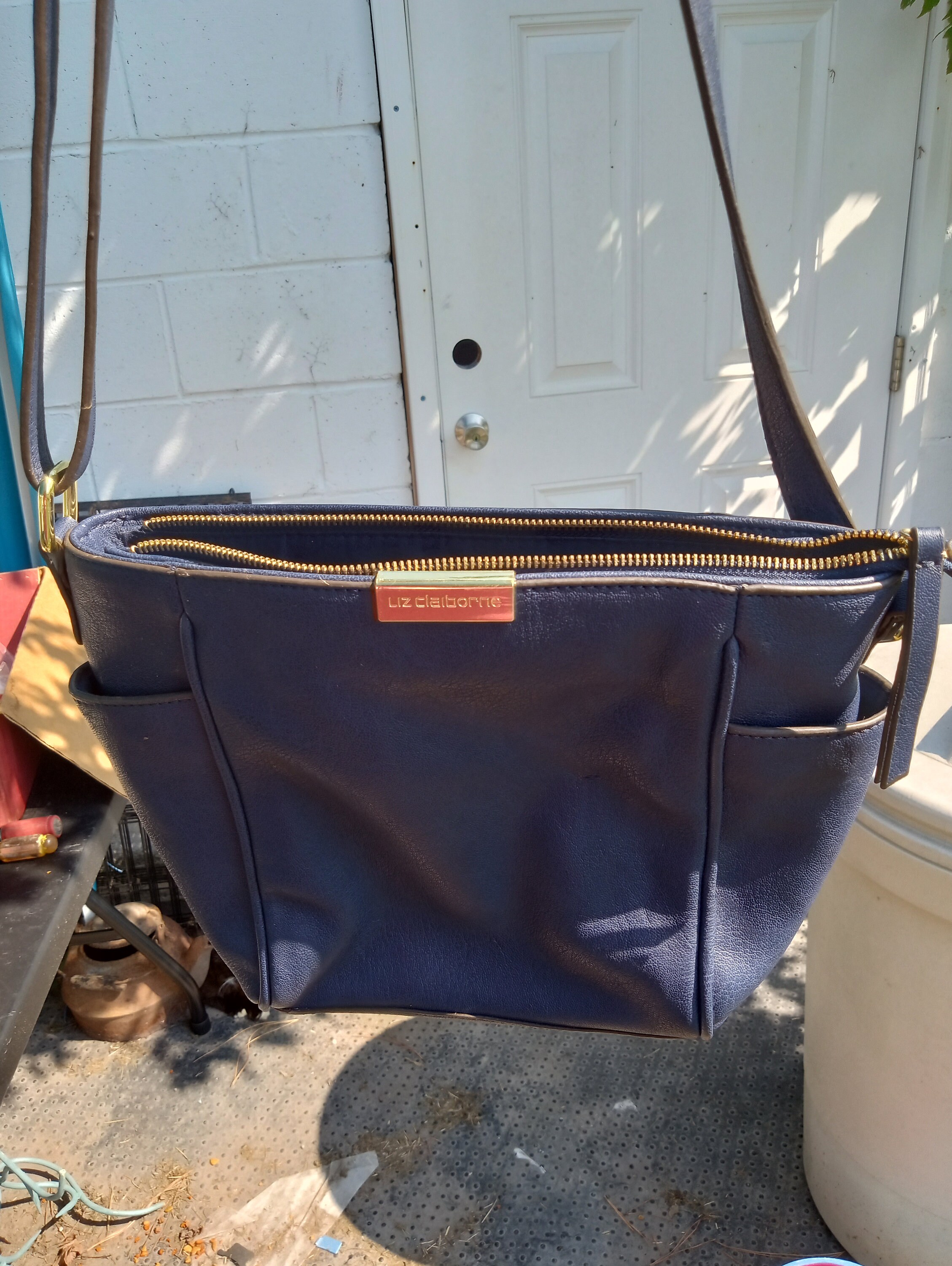 Navy Liz Claiborne Purse Crossbody Shoulder Bag Handbag Faux