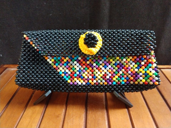 Vintage Plastic Beaded Clutch purse