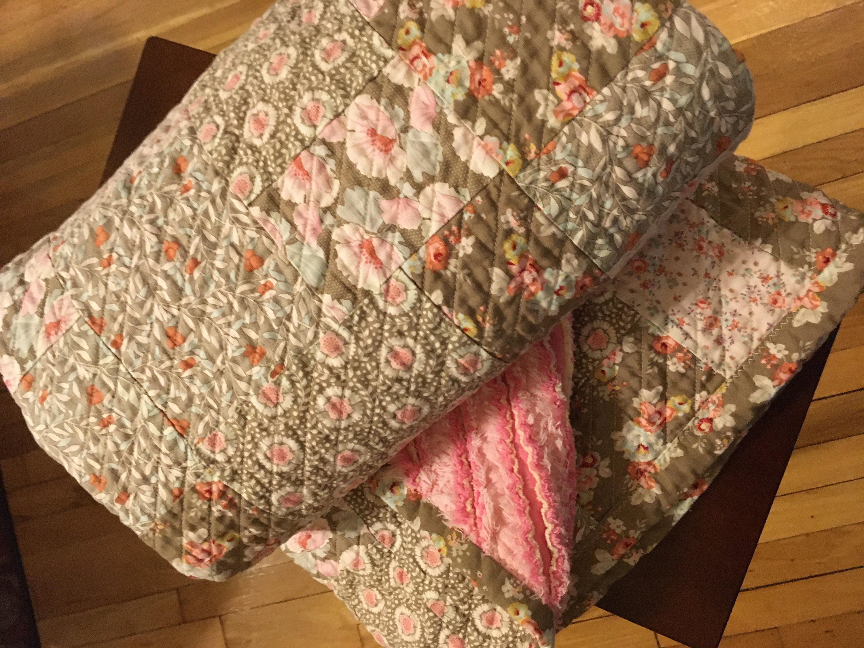 Faux chenille quilt baby girl quiltcotton fabric quiltpink Etsy