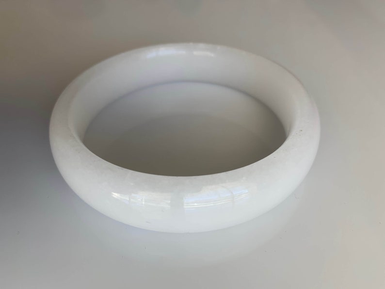 White Jade Bangle Bracelet Natural Chinese Untreated Genuine Jade Nephrite Grade A 57.5mm