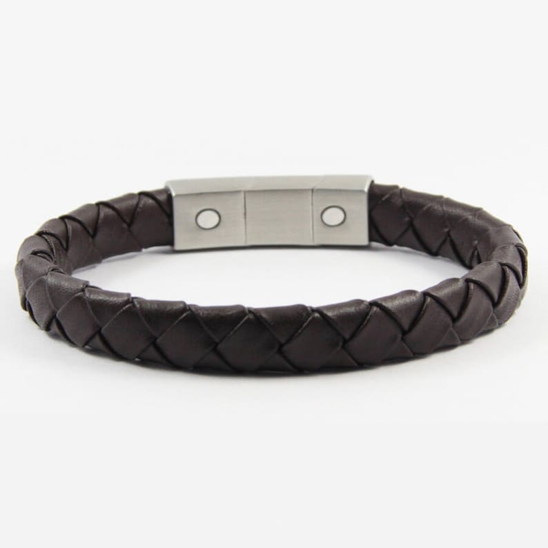 Gorgeous Brown Real Leather magnet bracelet magnetic clasp men energy stress relief elegant style Gift for him Christmas