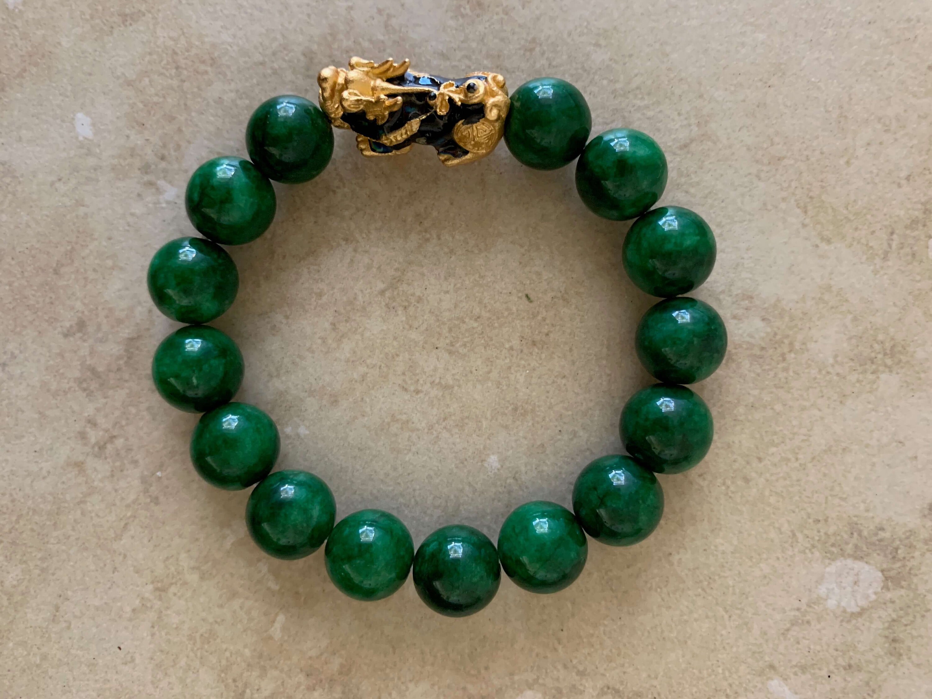 Beautiful Emerald Green Jade Bracelet Powerful Pixiu Pi Yao | Etsy